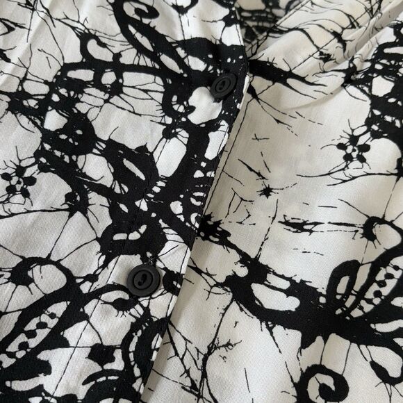 NEW Soft Surroundings Black And White Tunic Top Shirt Roll Tab Sleeves - Picture 6 of 10